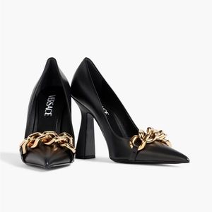 Versace black pointy heels sz 7